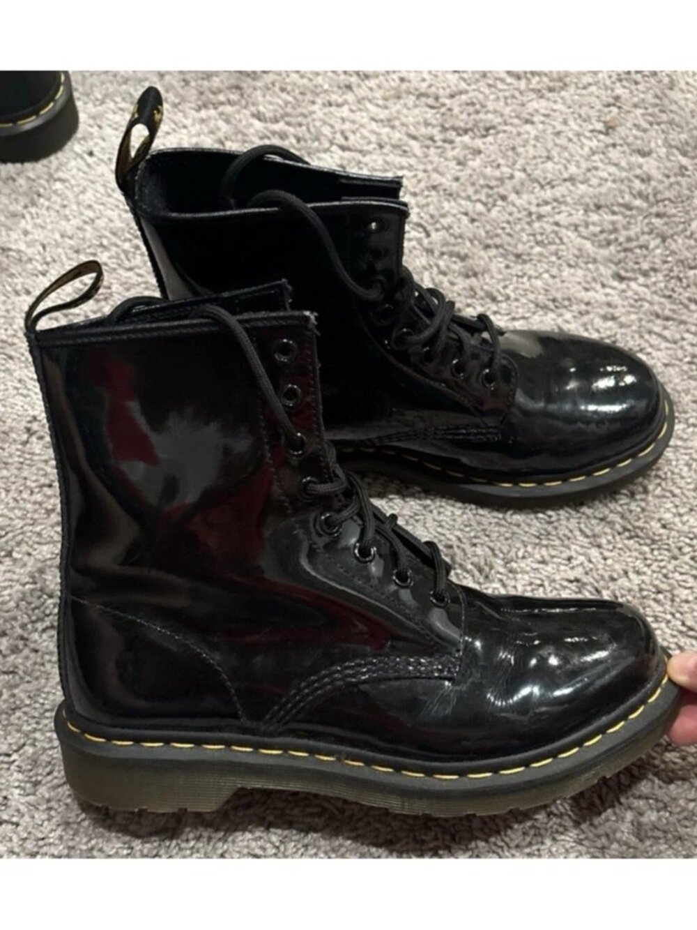 Nice! Doc Martens 1460W Black Patent (Shiny) Leather Boots Women's US Size 9
